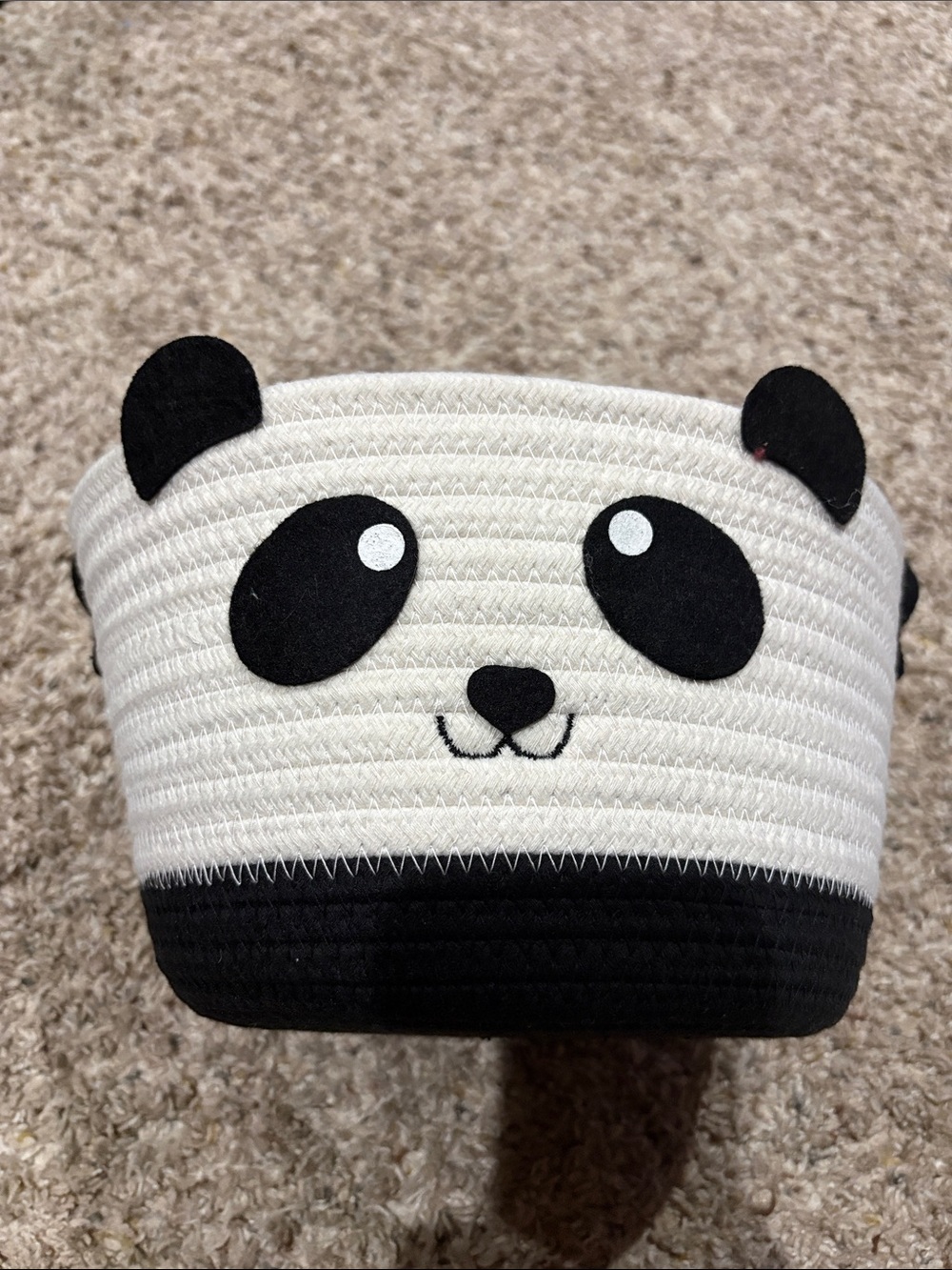 Spritz Panda Rope Storage Bin - White and Black